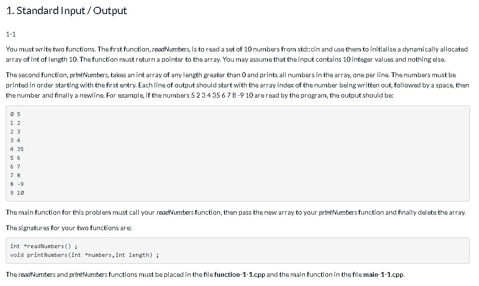 Solved 1. Standard Input Output 1-1 You must write two | Chegg.com