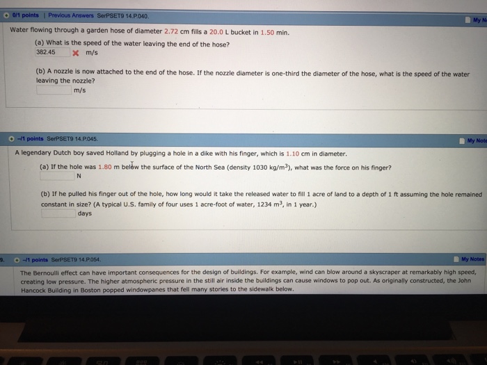 Solved Water flowing through a garden hose of diameter 2.72