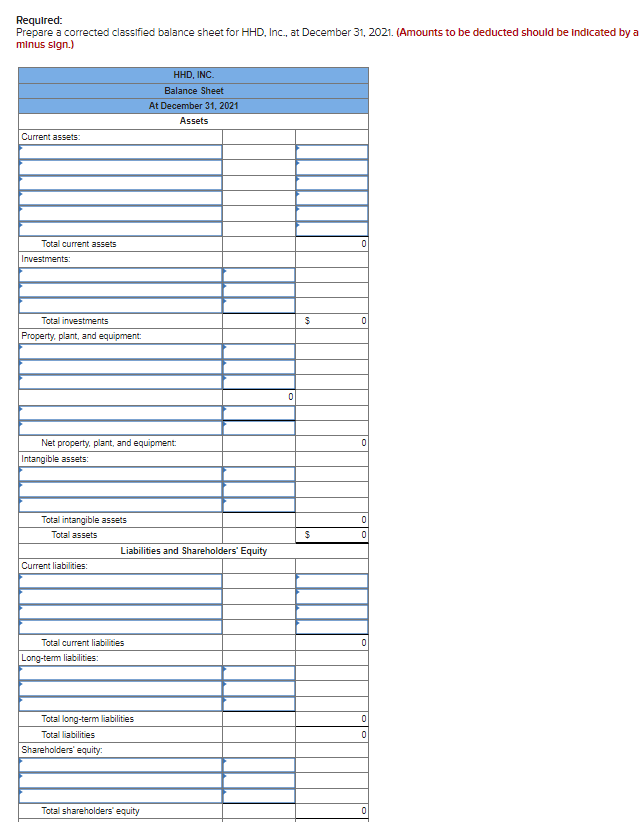 Solved Presented below Is the balance sheet for HHD, Inc., | Chegg.com