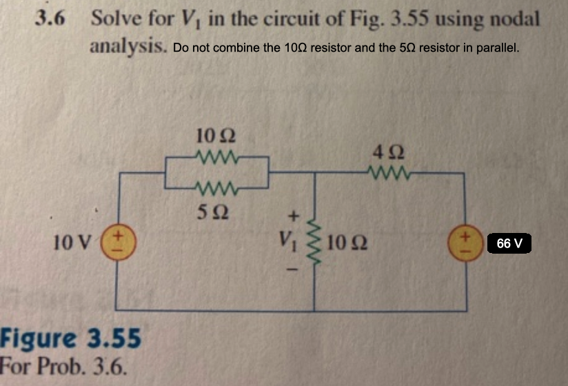 Solved 3.6 Solve for V, in the circuit of Fig. 3.55 using | Chegg.com