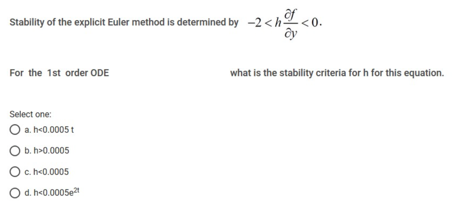 Solved stability of the explicit euler method is determined chegg