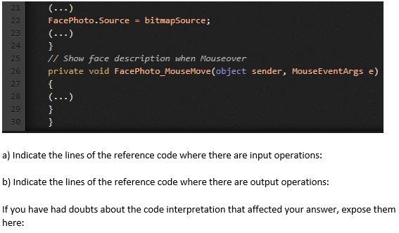 Solved 1. This block of code is an example of using a Face | Chegg.com