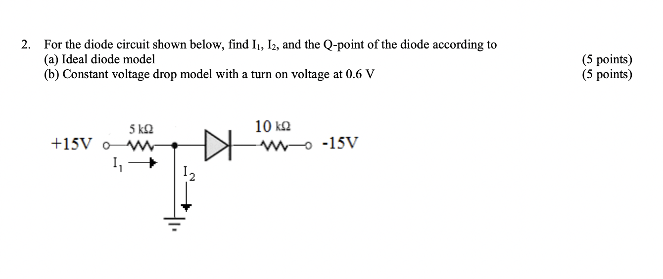 Solved For The Diode Circuit Shown Below, Find I1,I2, And | Chegg.com