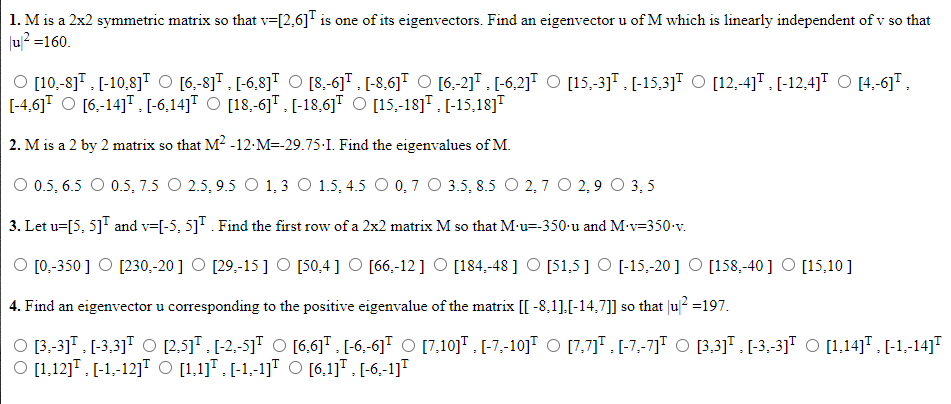 Solved 1 Mis A 2x2 Symmetric Matrix So That V 2 6 Is Chegg Com