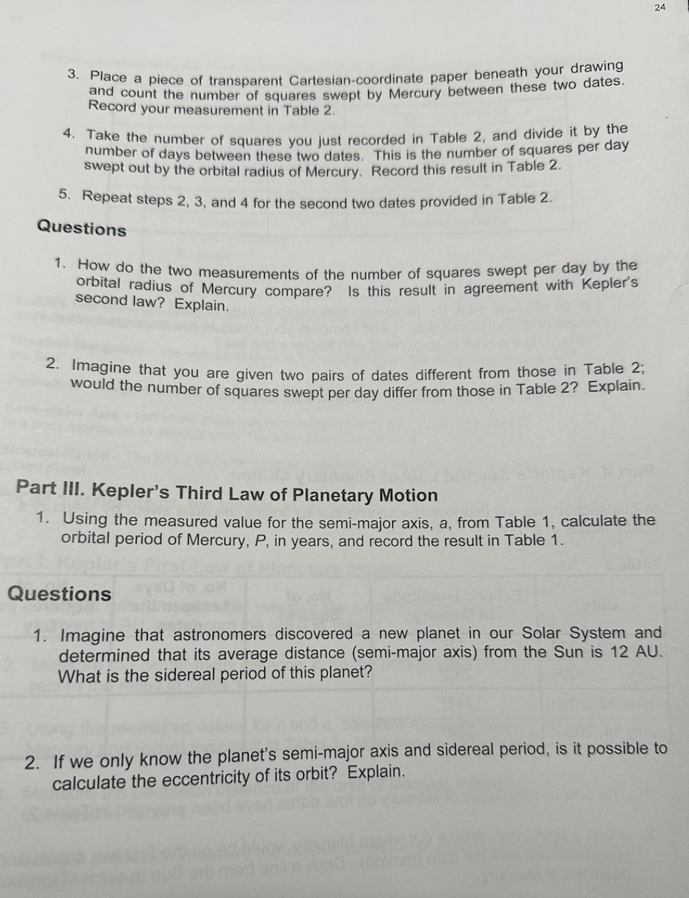 Questions 1. For an elliptical orbit, the following | Chegg.com