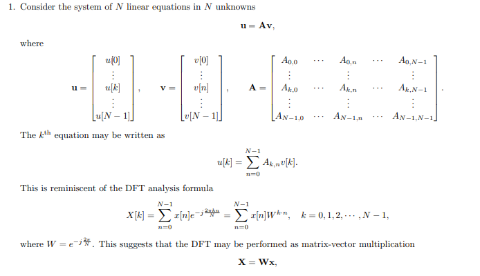 Solved Consider the system of N linear equations in N | Chegg.com