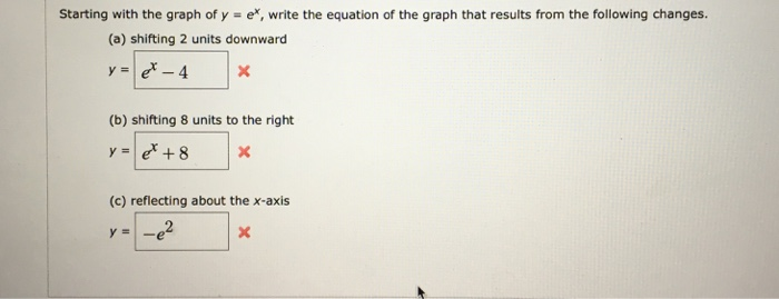 Solved Starting With The Graph Of Y Ex Write The Equation