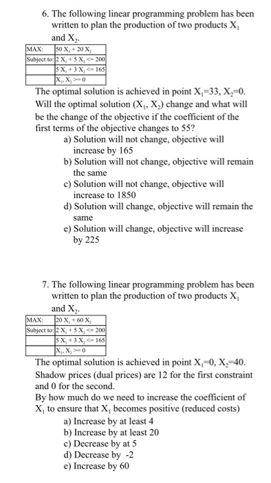 Solved The following linear programming problem has been | Chegg.com