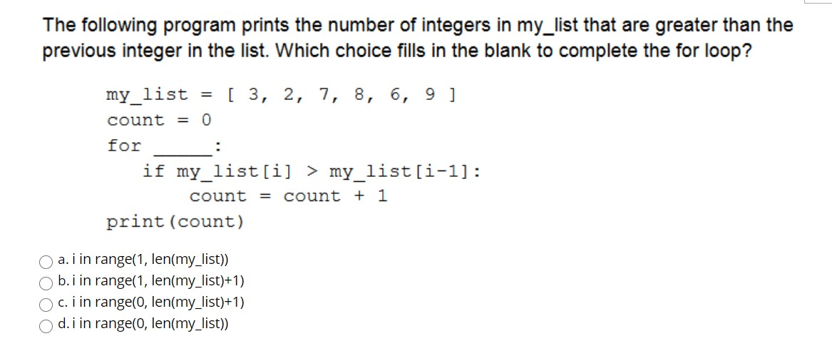 The following program prints the number of integers | Chegg.com