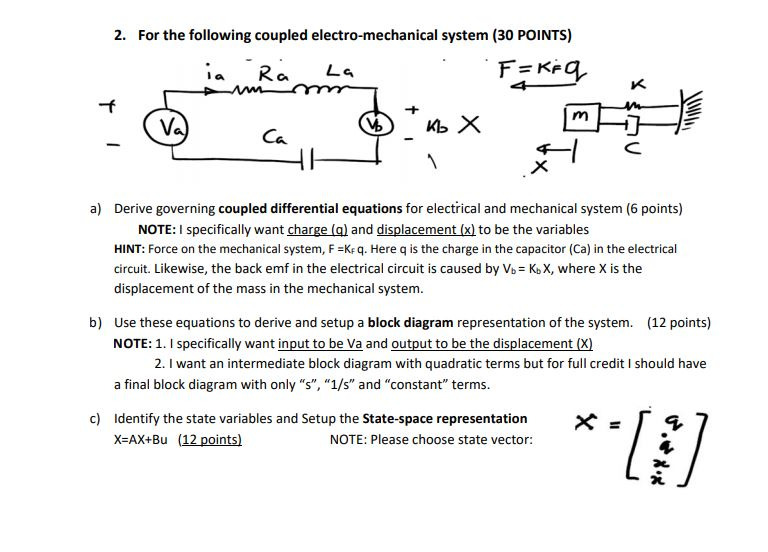 2. For The Following Coupled Electro-mechanical | Chegg.com