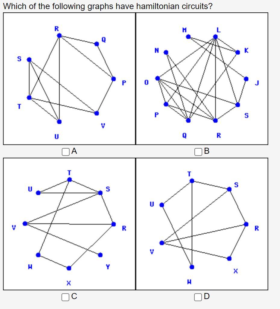 Solved Which of the following graphs have hamiltonian | Chegg.com