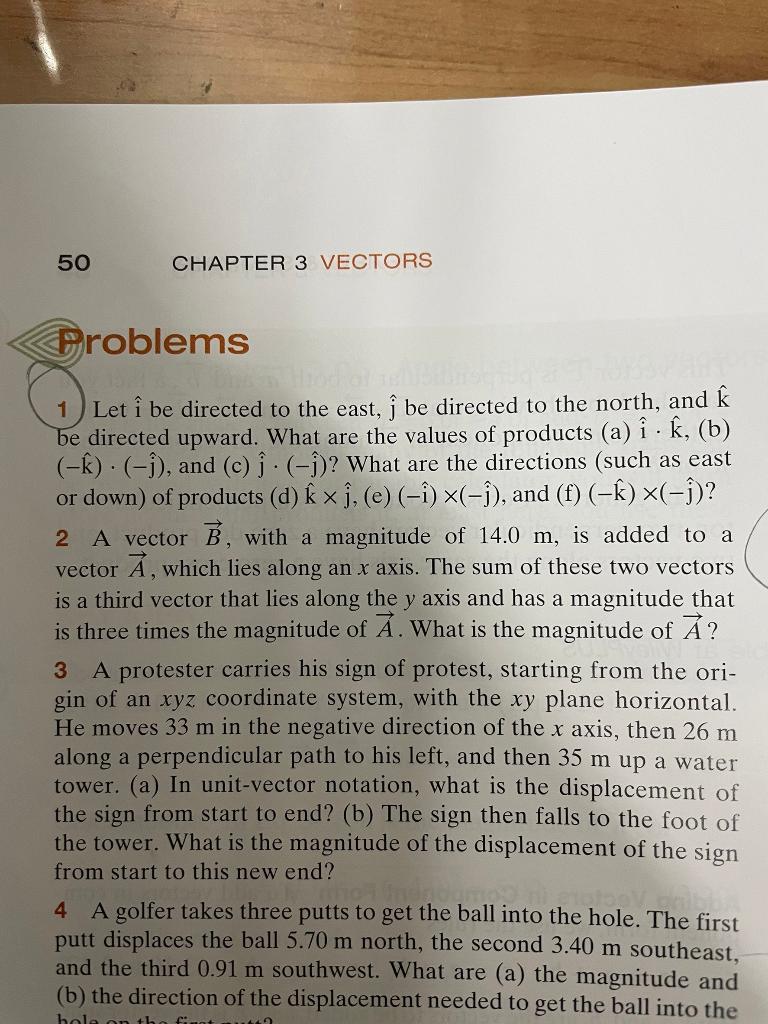 Solved 50 CHAPTER 3 VECTORS Problems 1) Let î be directed to | Chegg.com