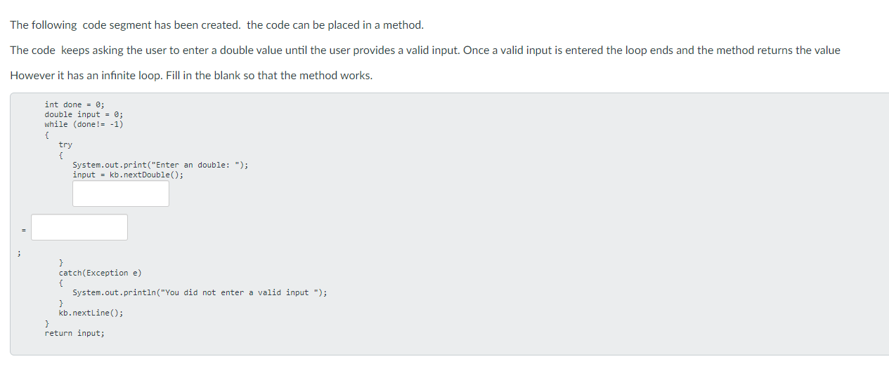 Solved The following code segment has been created. the code | Chegg.com