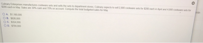 Solved Culinary Enterprises Manufactures Cookware Sets And Chegg