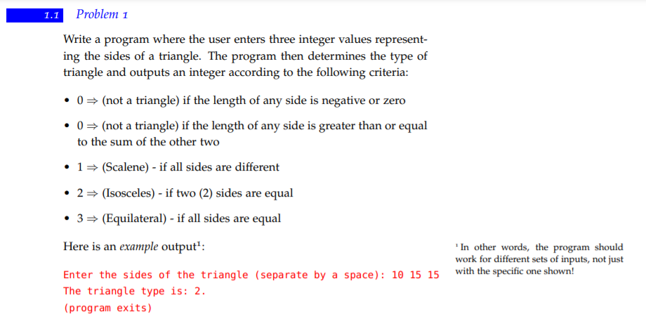 Solved 1.1 Problem 1 Write a program where the user enters | Chegg.com