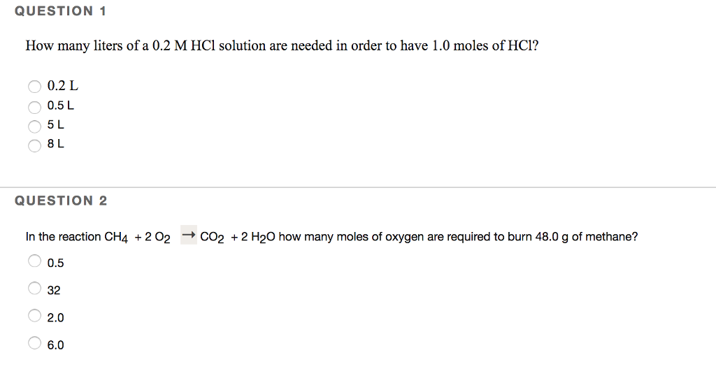 Solved QUESTION 1 How Many Liters Of A 0.2 M HCI Solution | Chegg.com