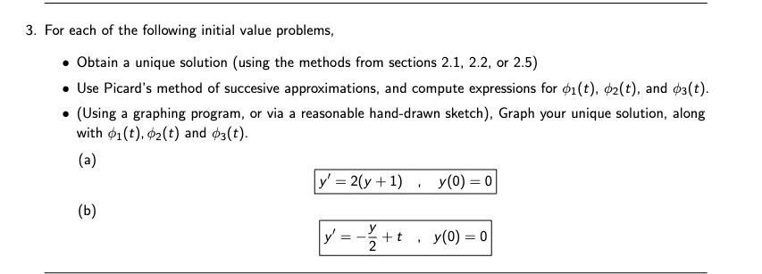 Solved 3. For each of the following initial value problems, | Chegg.com