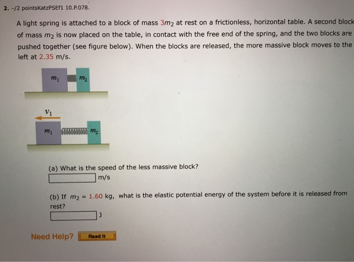 Solved 1. /2 pointsKatzPSEf1 10.P.070 A ballistic pendulum
