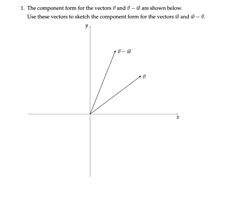 Solved 1. The component form for the vectors 7 and 7 – ū are | Chegg.com