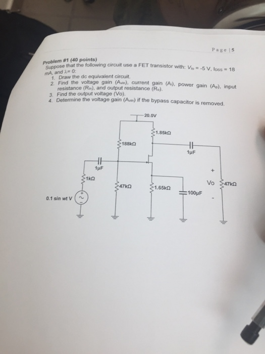 Solved Page | 5 itoving circuit use a FET transistor with: | Chegg.com
