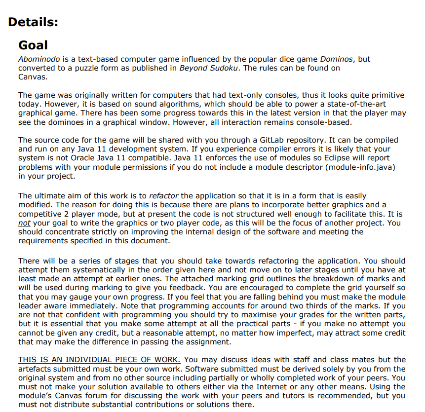 Details: Goal Abominodo is a text-based computer game | Chegg.com