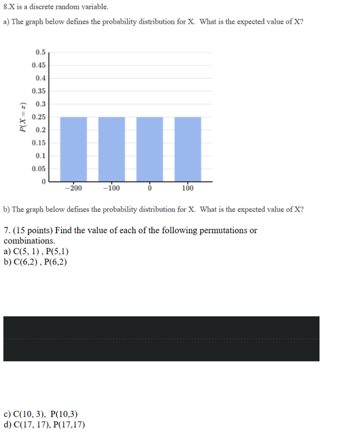 Solved 8.X is a discrete random variable. a) The graph below | Chegg.com