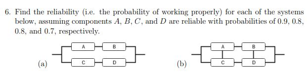 Solved 6. Find the reliability (i.e. the probability of | Chegg.com