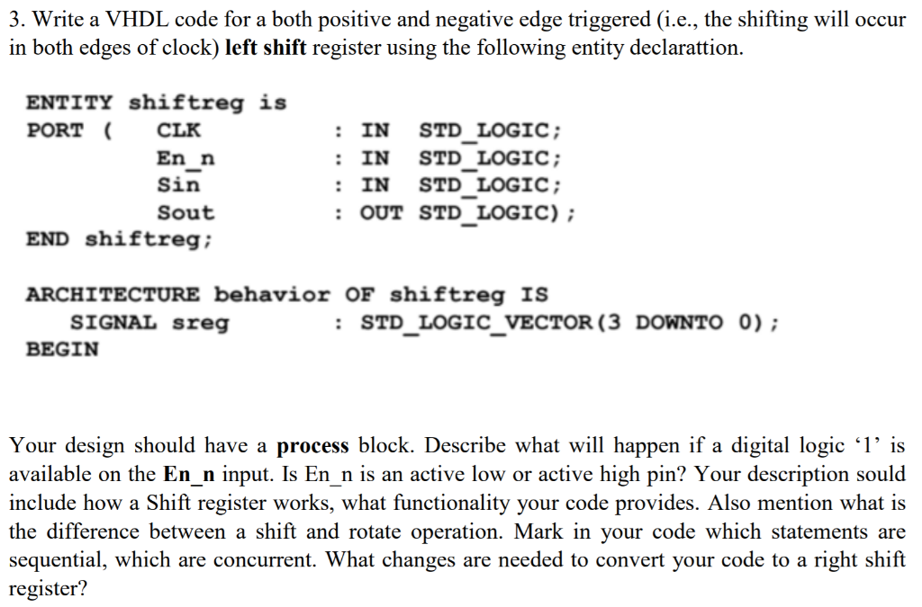 3. Write a VHDL code for a both positive and negative | Chegg.com