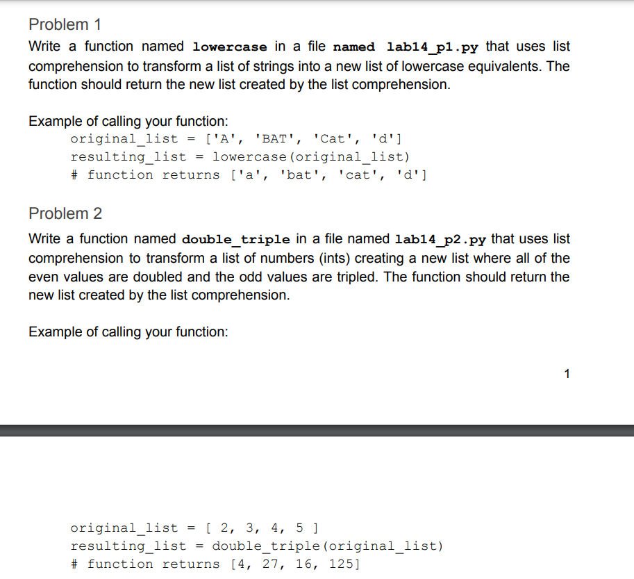 Solved Problem 1 Write a function named lowercase in a file | Chegg.com