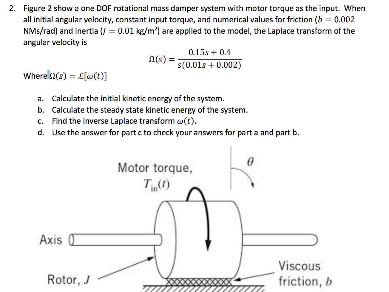 Solved 2. Figure 2 show a one DOF rotational mass damper