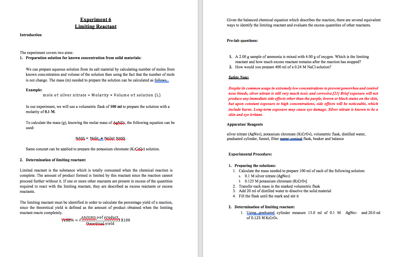 conclusion in limiting reactant experiment