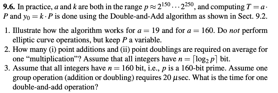 Double-and-Add Algorithm for Point Multiplication | Chegg.com