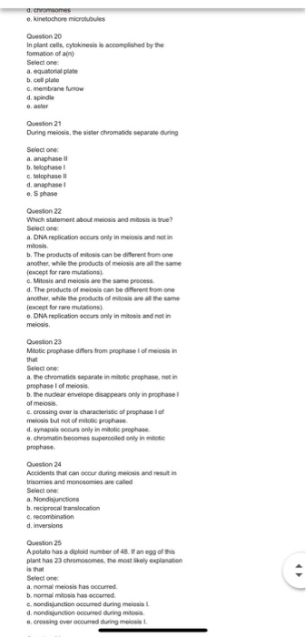 Quession 14 Which Statement About Mitosis Is True Chegg Com