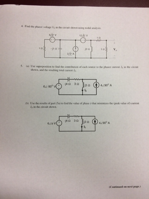 Solved Find the phasor voltage Vo in the circuit shown using | Chegg.com