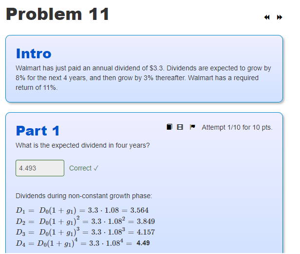 Solved Intro Walmart has just paid an annual dividend of
