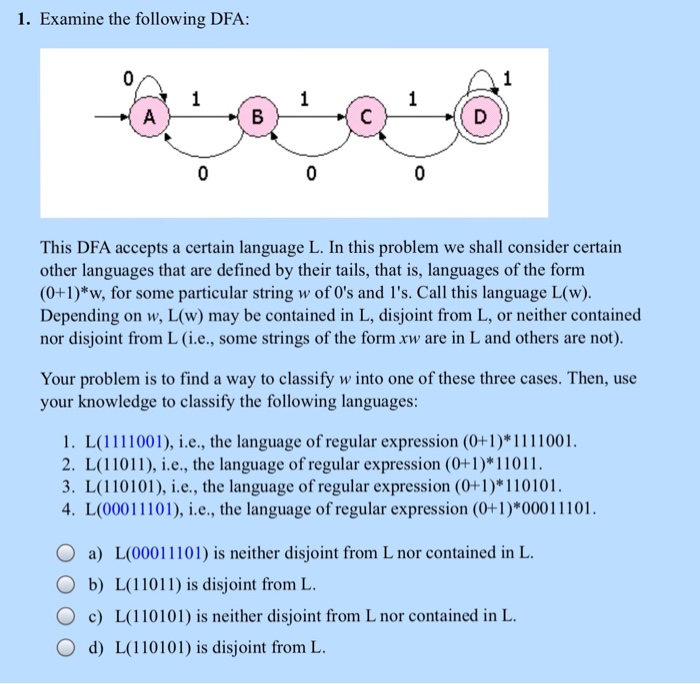 Solved 1. Examine The Following DFA: This DFA Accepts A | Chegg.com