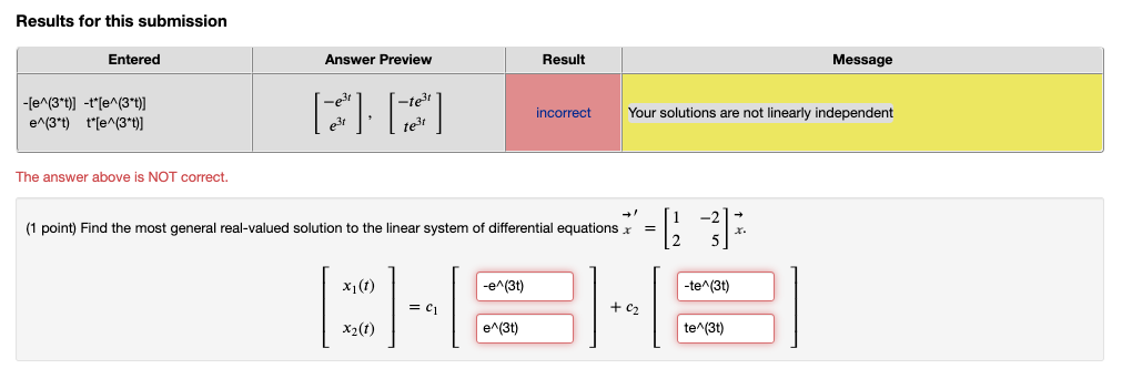 Solved (1 Point) Find The Most General Real-valued Solution | Chegg.com