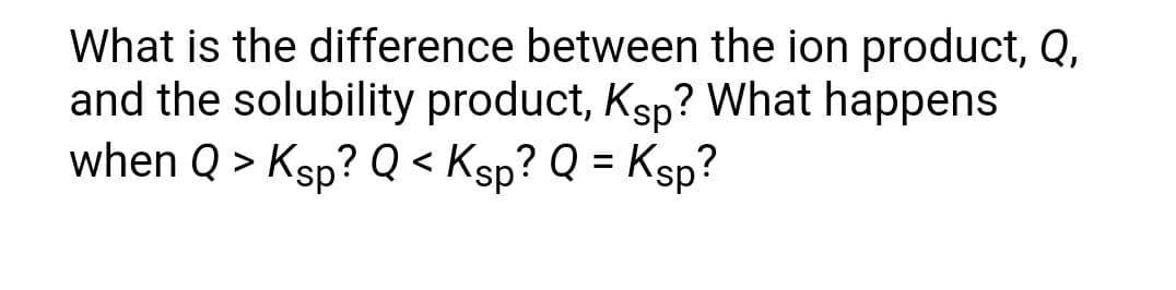 Solved What is the difference between the ion product, Q, | Chegg.com