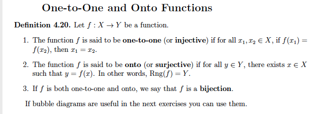Solved One To One And Onto Functions Definition 4 Let Chegg Com