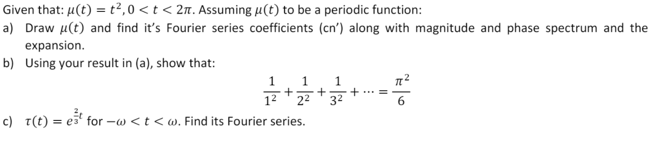 Solved Given that: u(t) = t2,0 | Chegg.com