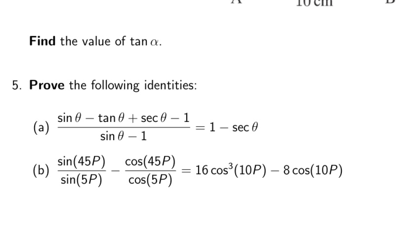 Solved Find the value of tanα.Prove the following | Chegg.com