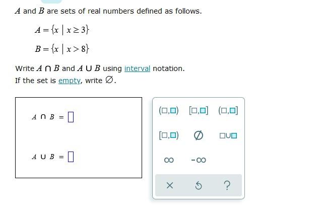 Solved A and B are sets of real numbers defined as follows. | Chegg.com