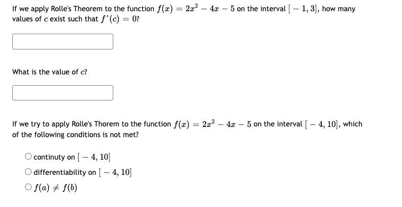 Solved If we apply Rolle's Theorem to the function | Chegg.com