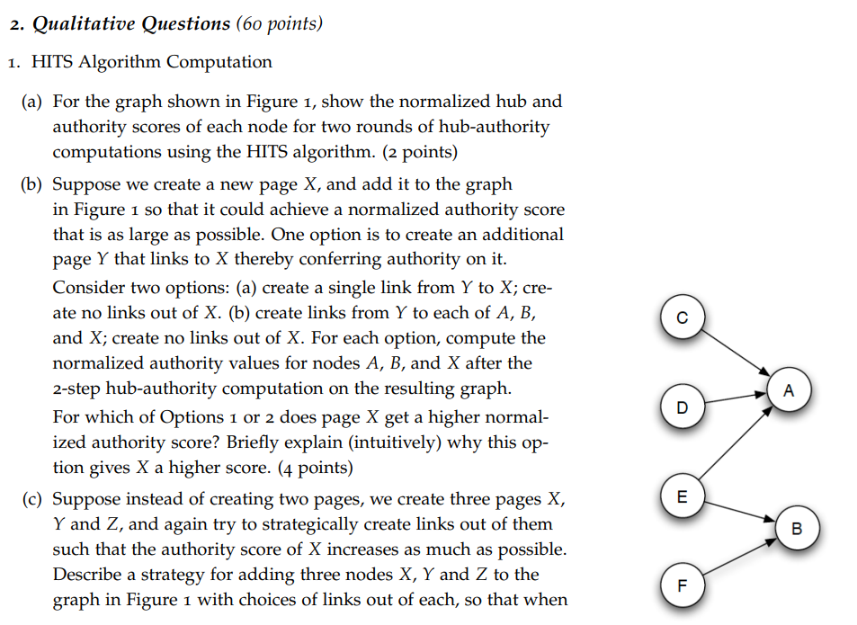 Solved 2. Qualitative Questions (60 points) 1. HITS | Chegg.com