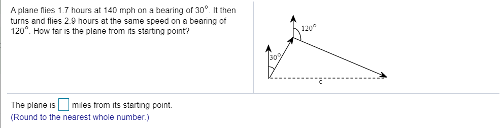 Solved A plane flies 1.7 hours at 140 mph on a bearing of | Chegg.com