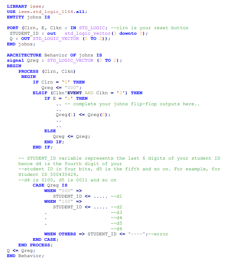 Solved Help me with typing the vhd code and making the table | Chegg.com