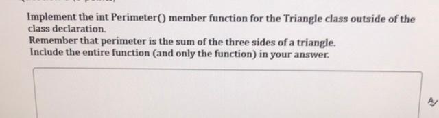 Solved Implement the int Perimeter O member function for the | Chegg.com