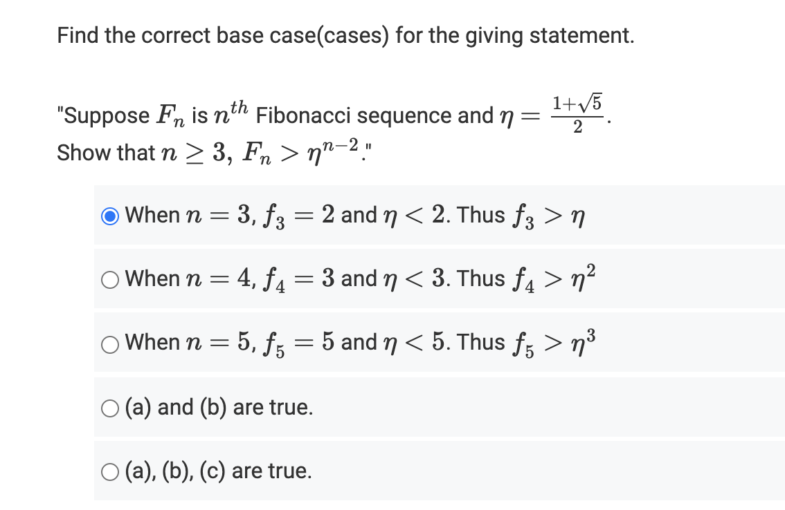 Solved Find the correct base case(cases) for the giving | Chegg.com