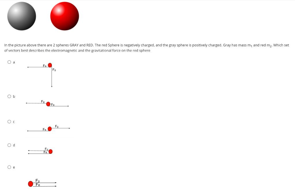Solved In the picture above there are 2 spheres GRAY and