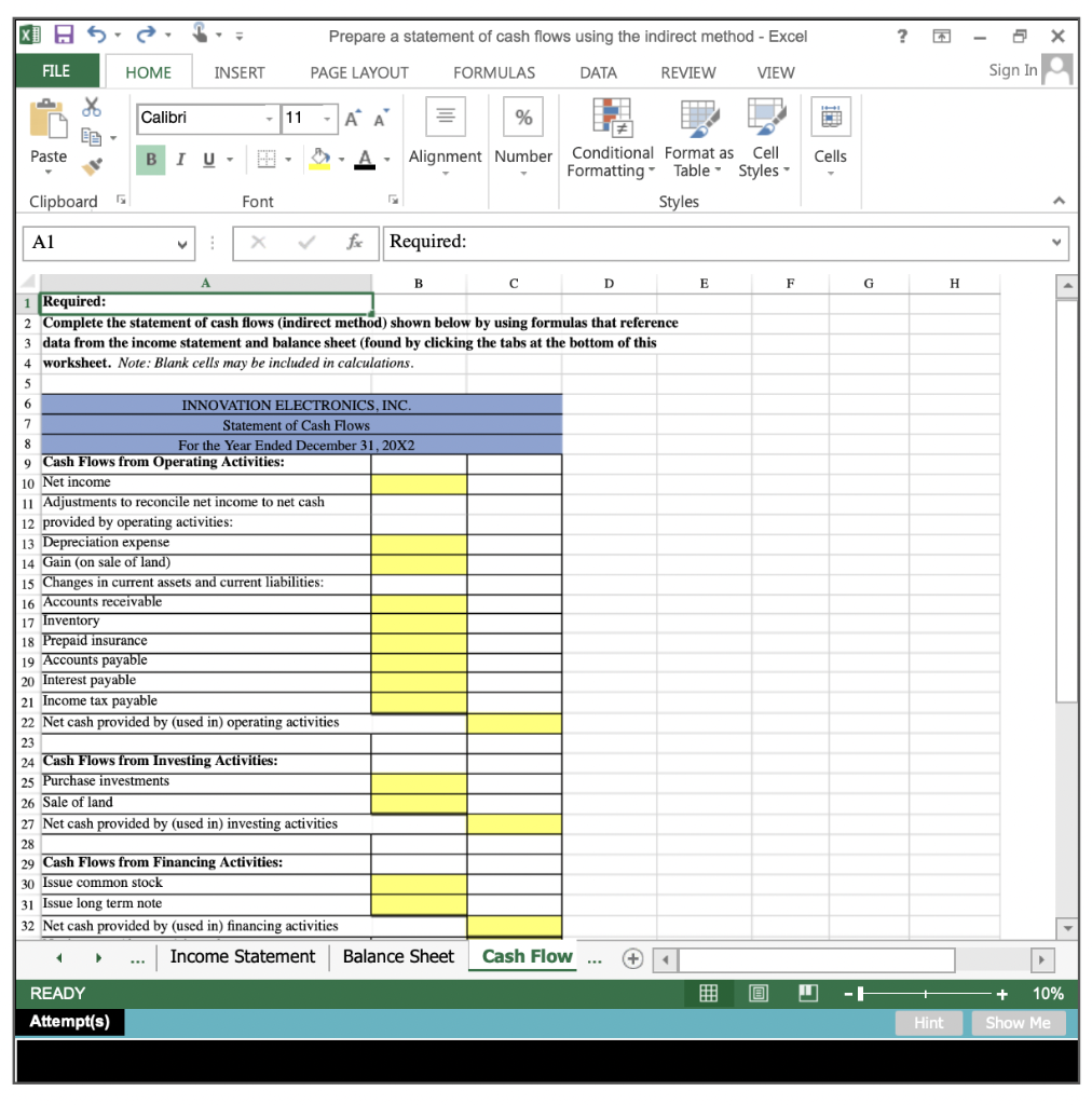 Solved Prepare a statement of cash flows using the indirect | Chegg.com